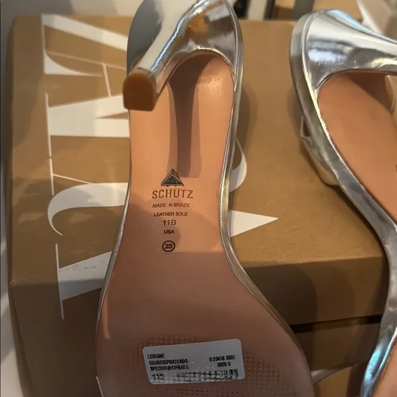 Schutz Women's Silver Sandals - Picture 6 of 7